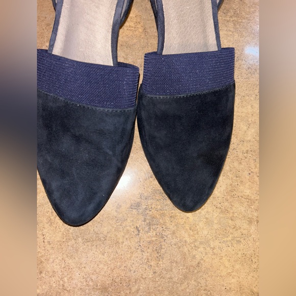 Eileen Fisher Hilly Suede Low Heel Shoes - Blue - Picture 6 of 9